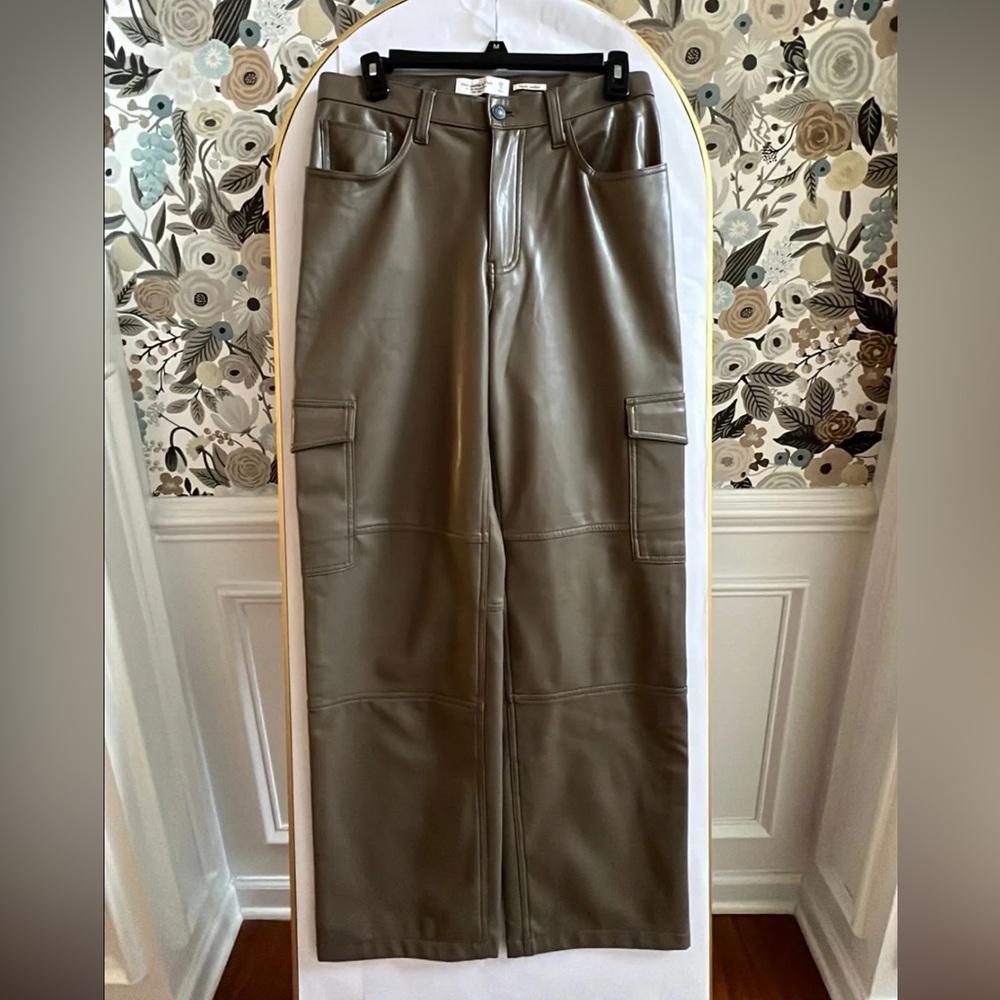 Abercrombie & Fitch Vegan Leather Cargo Pants - Gray